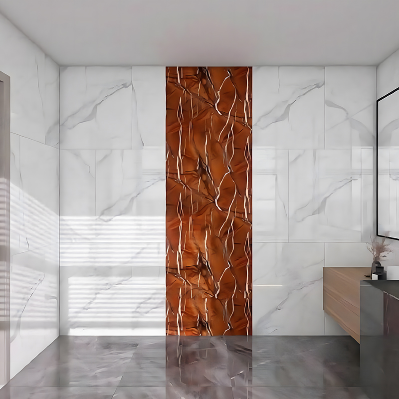 Rainforest Brown Textured Bathroom Backsplash ตกแต่งฟิล์มถ่ายเทความร้อน PET